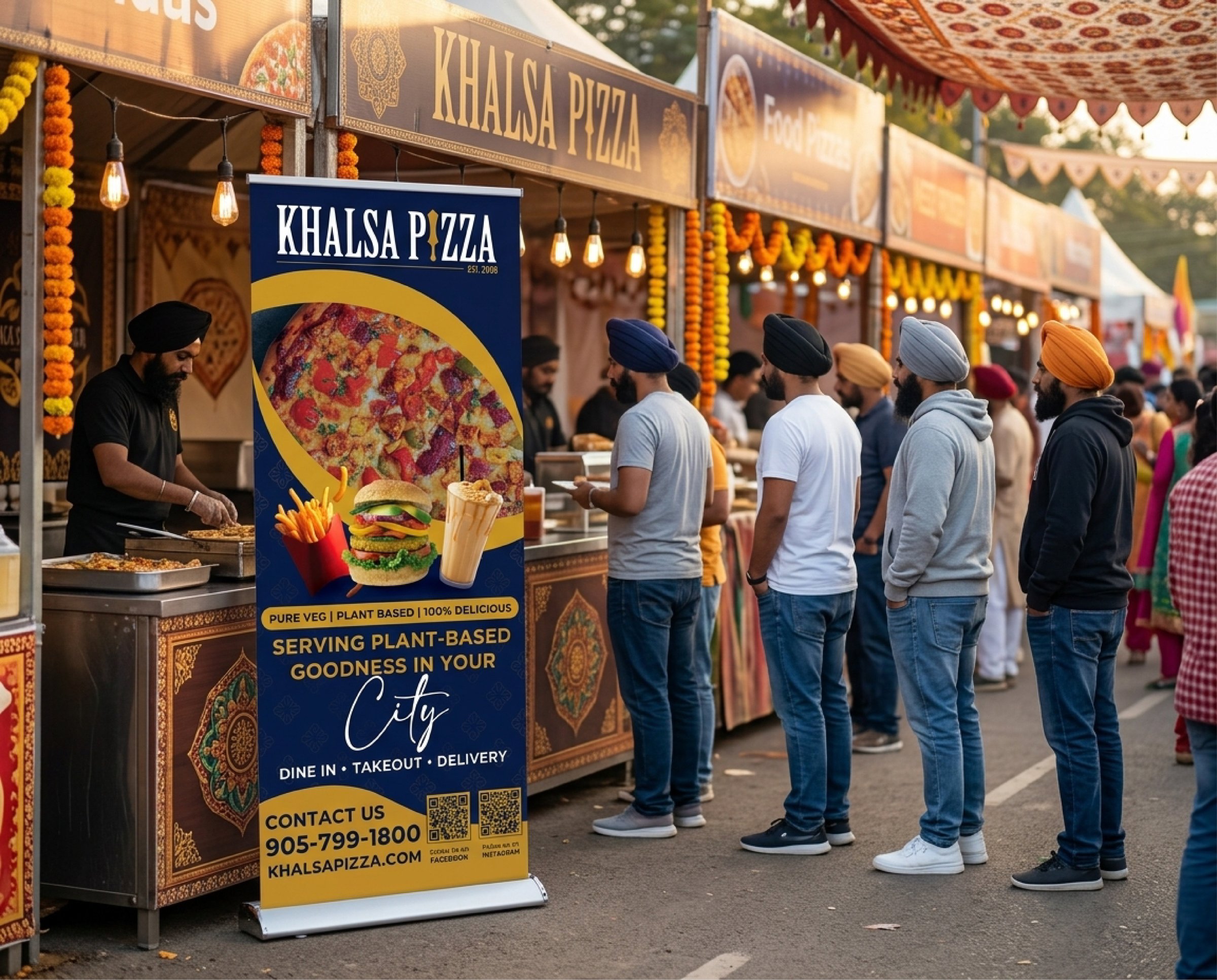 Khalsa Pizza roll-up banner